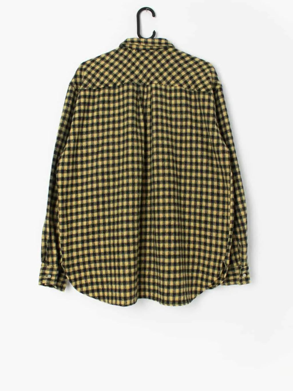 Vintage Wool Check Flannel Shirt in Yellow and Black - Size Large