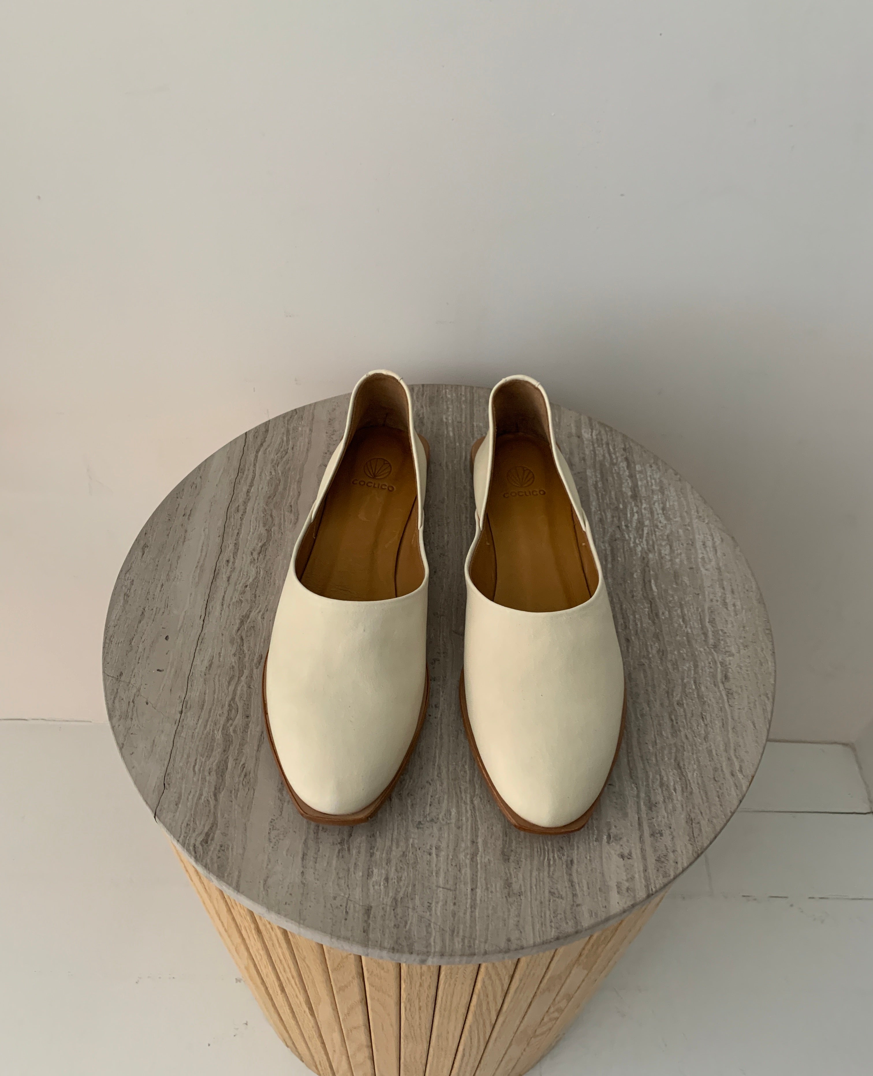 Warehouse Sale - Henri Flats Ivory Leather | Limited Stock - Shop Now