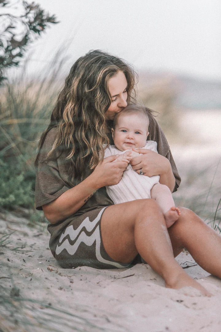 Wide Rib Tee Bodysuit - Coconut