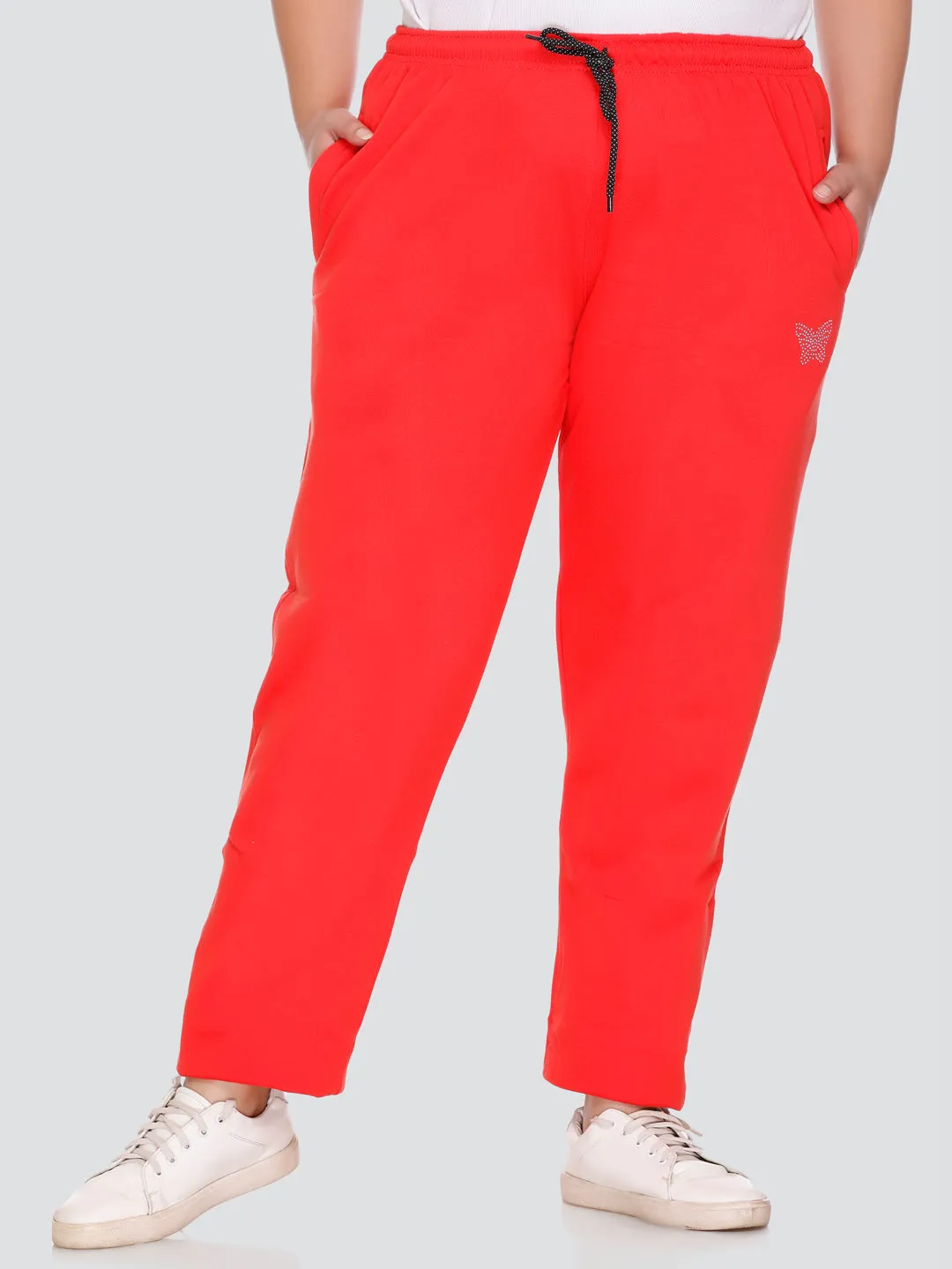 Women's Coral Red Winter Fleece Track Pants - Sizes M to 5XL