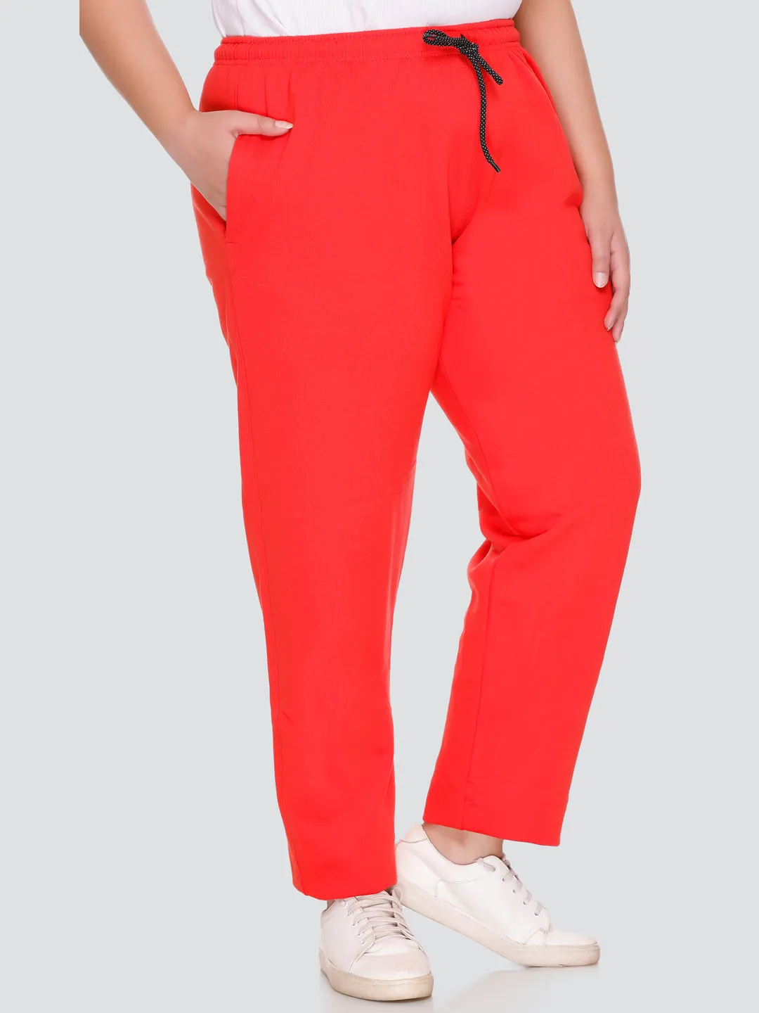 Women's Coral Red Winter Fleece Track Pants - Sizes M to 5XL