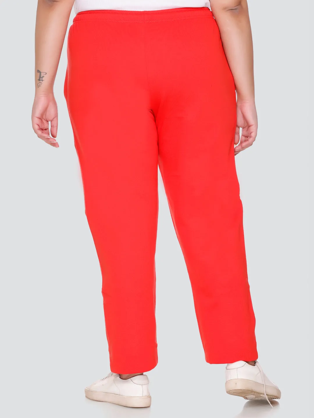 Women's Coral Red Winter Fleece Track Pants - Sizes M to 5XL