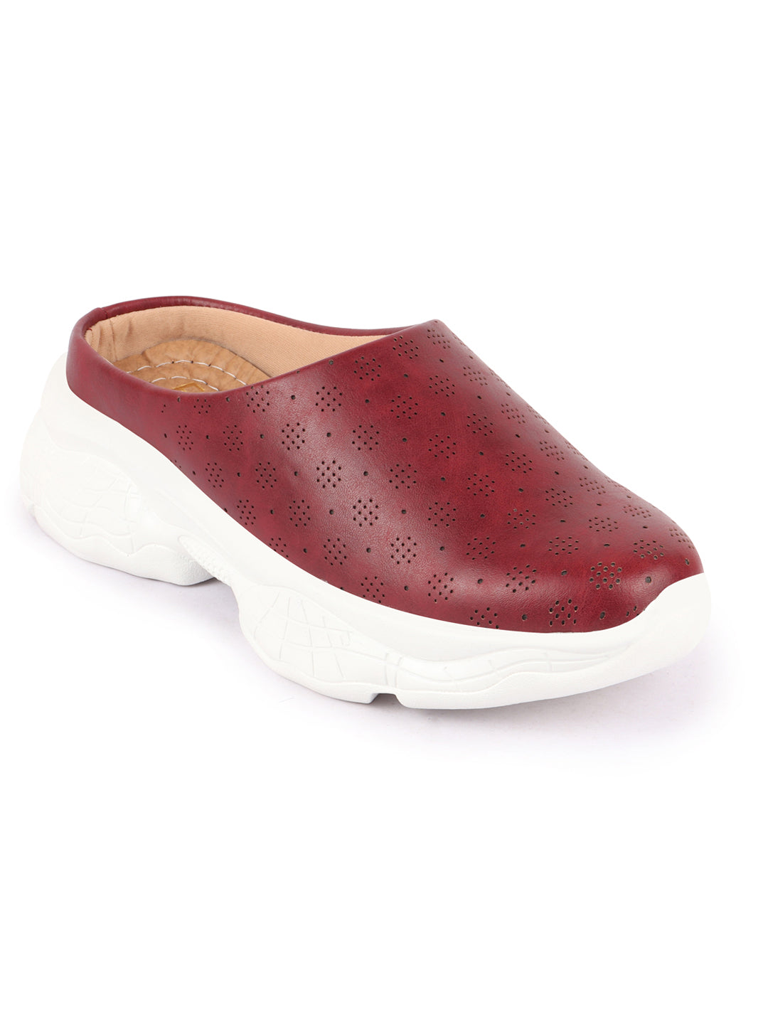 Women Open Back Slip-On Mules Shoes - Cherry Classic Design