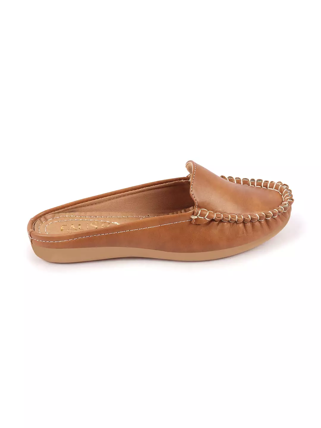 Women Slide On Mules Shoes with Side Stitching and Open Back