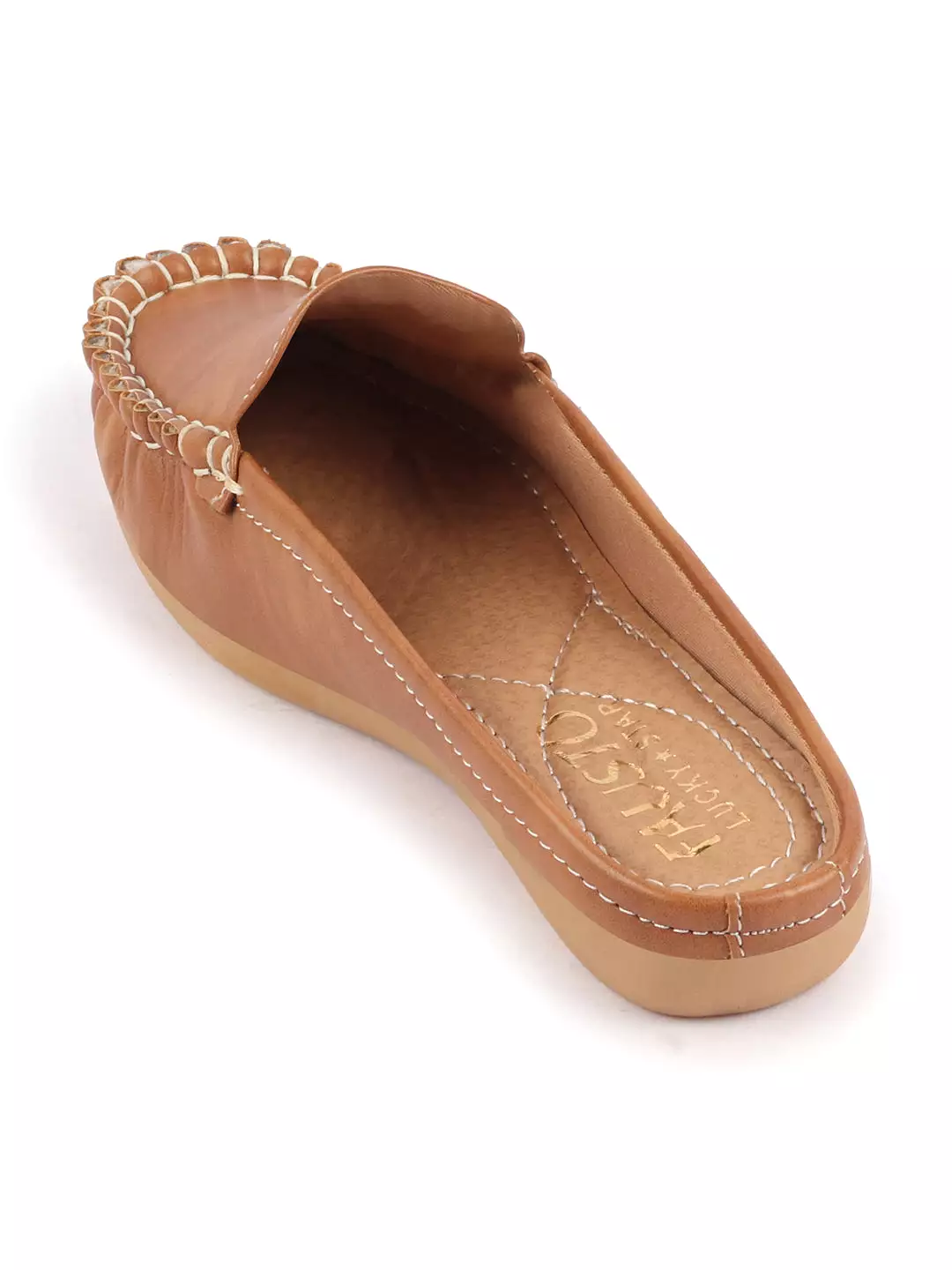 Women Slide On Mules Shoes with Side Stitching and Open Back