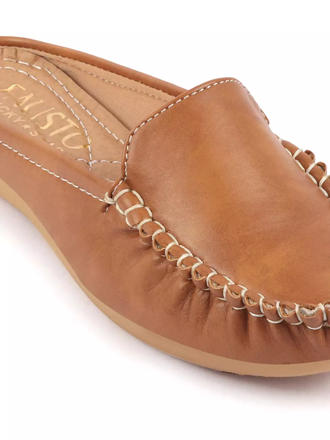 Women Slide On Mules Shoes with Side Stitching and Open Back