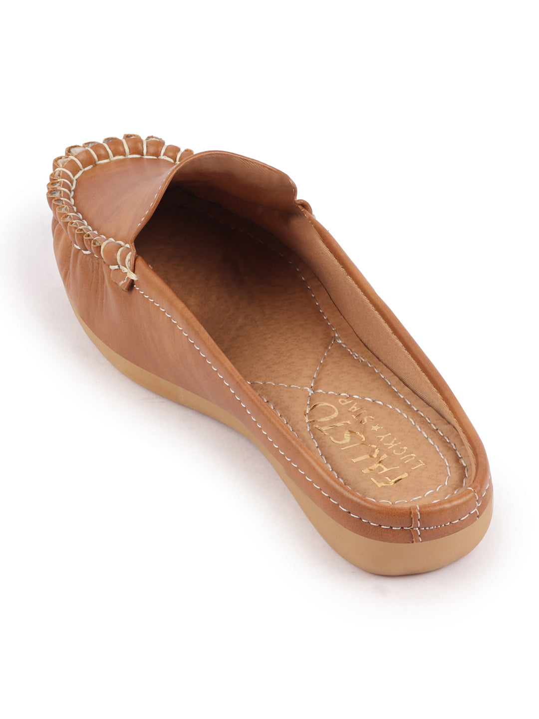 Women Slip On Mules Shoes with Open Back and Side Stitching