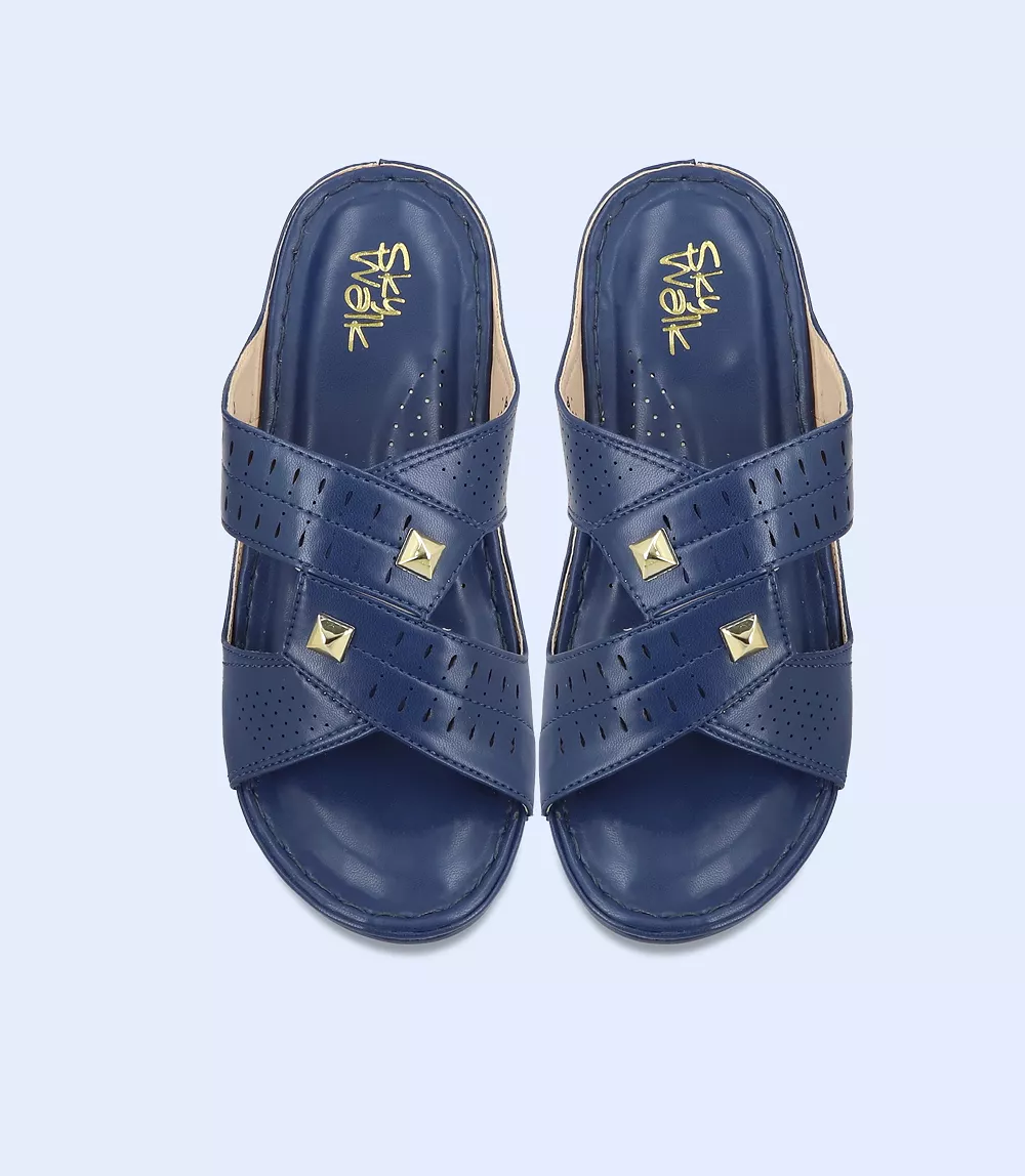 Women Slipper, Navy Casual Slip-On - BW9734