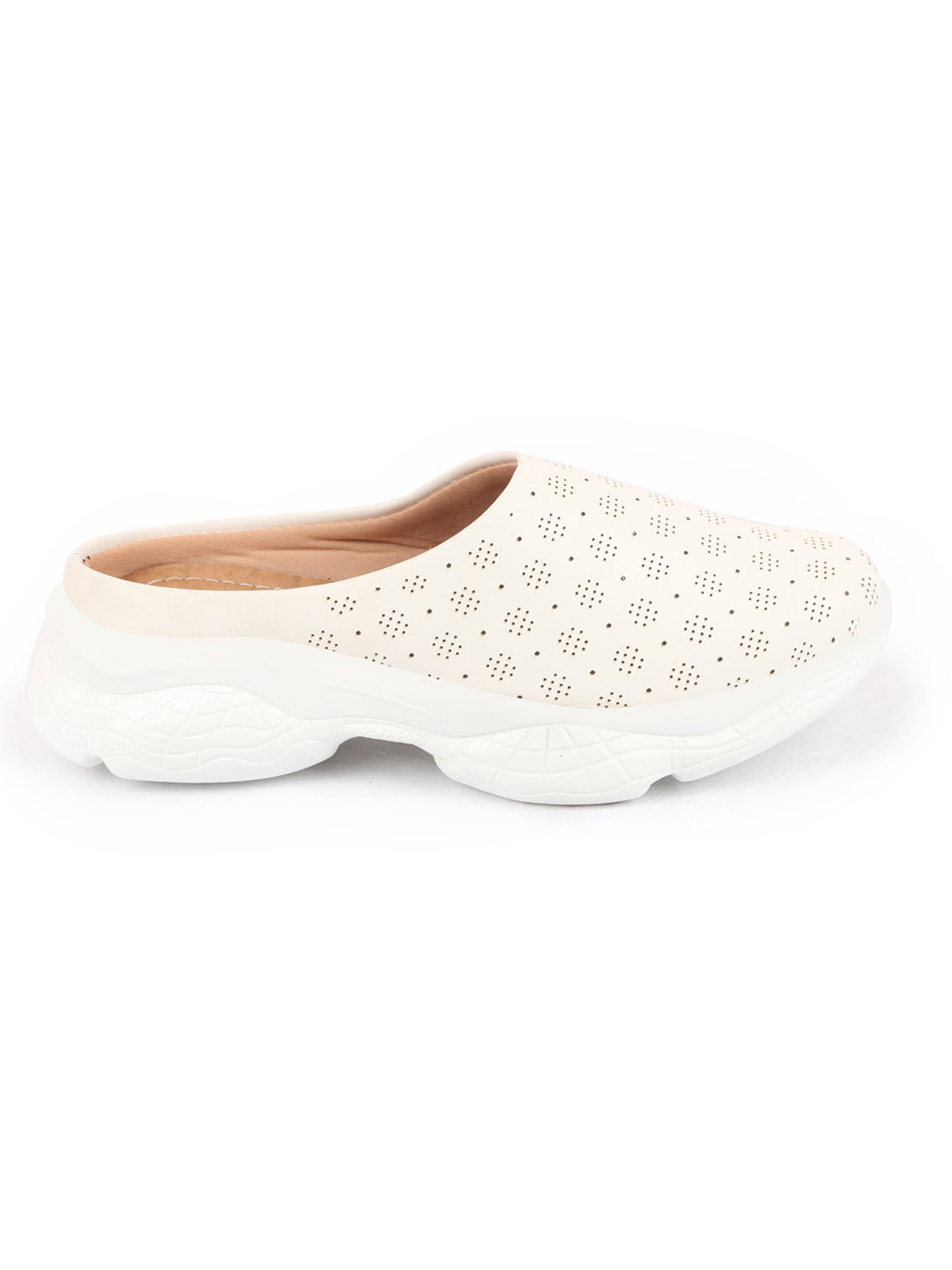 Women White Slip On Mules Shoes