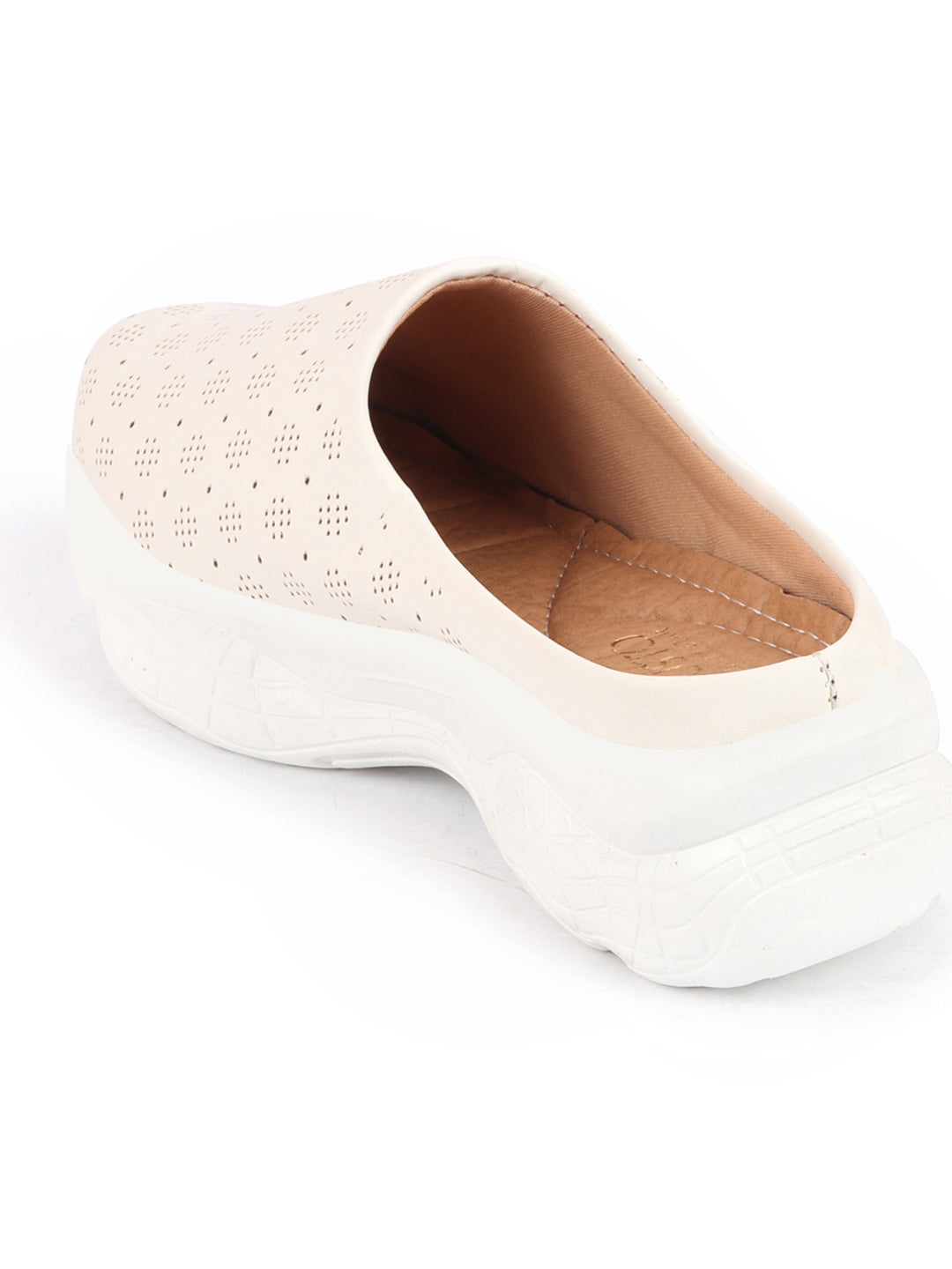 Women White Slip On Mules Shoes