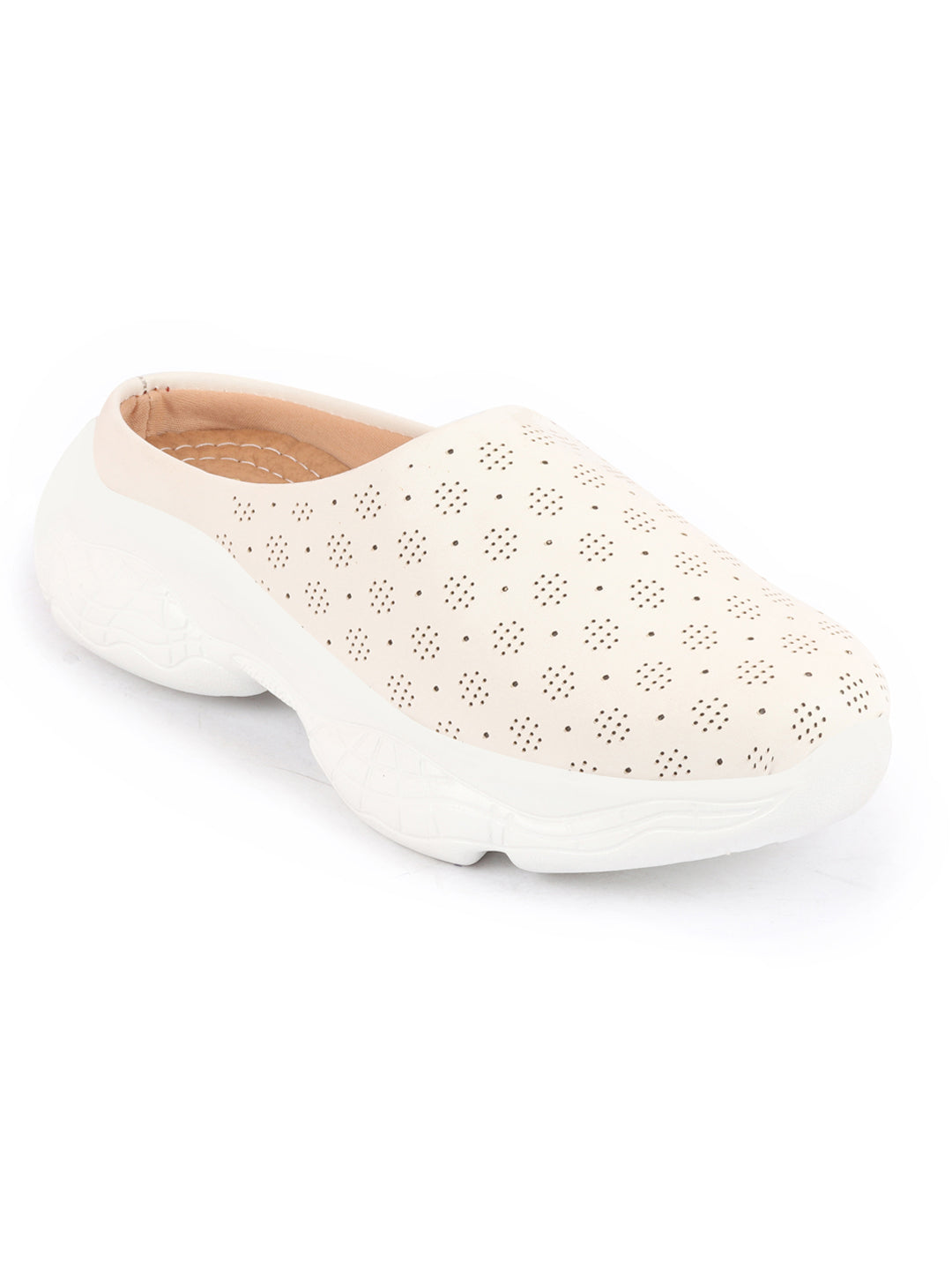 Women White Slip On Mules Shoes