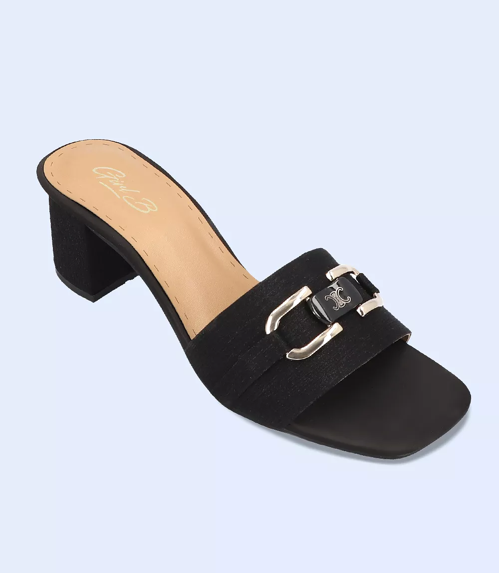 Women's Black Formal Slipper Heels - BW7301