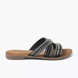 Women's Black Slippers | 75.474