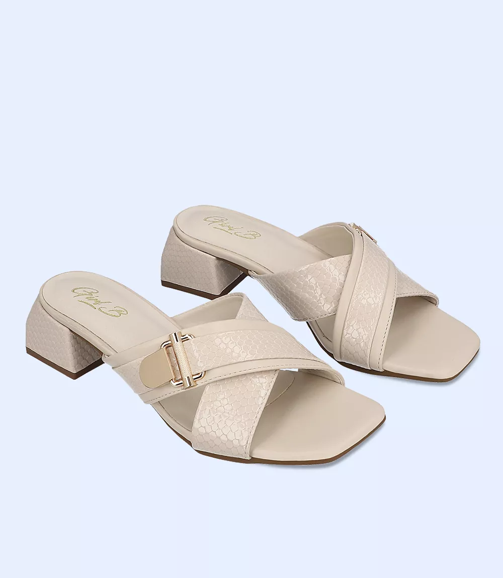 Women's Casual Slipper Heels - BW7327 Ivory