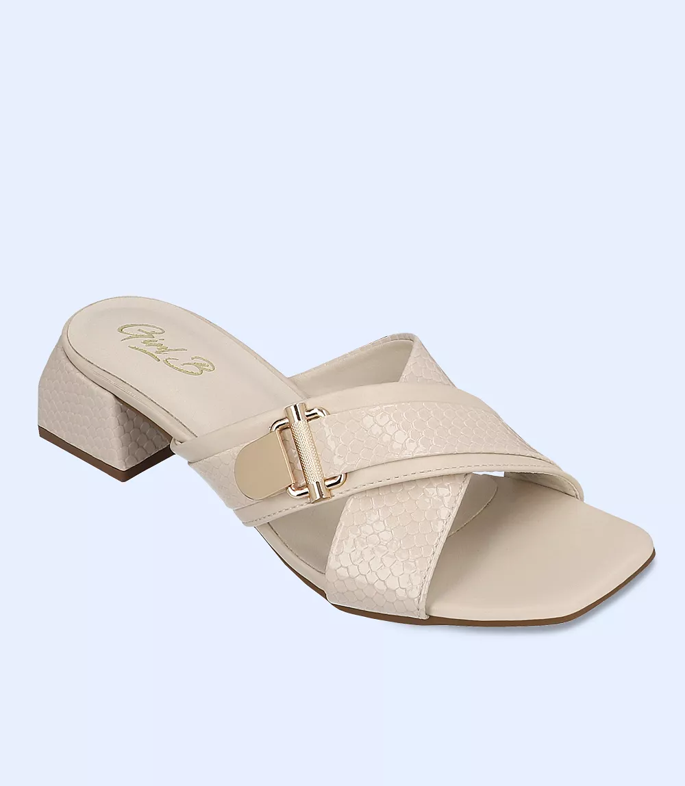 Women's Casual Slipper Heels - BW7327 Ivory