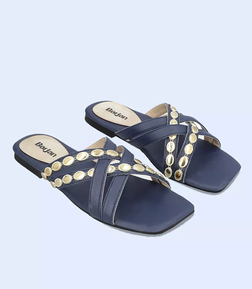 Women's Navy Casual Slipper - BW8046