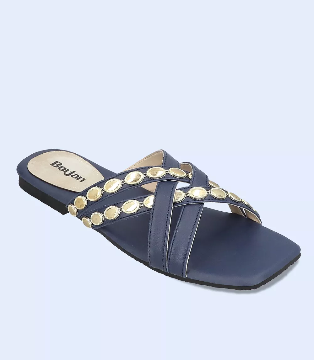 Women's Navy Casual Slipper - BW8046