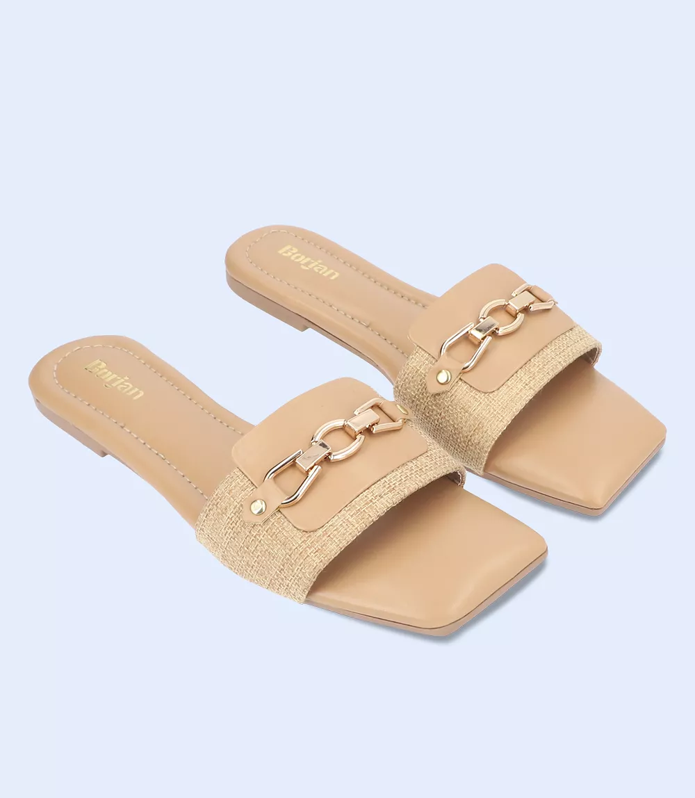 Women's slip-on casual slipper in tan color with style code BW9426.