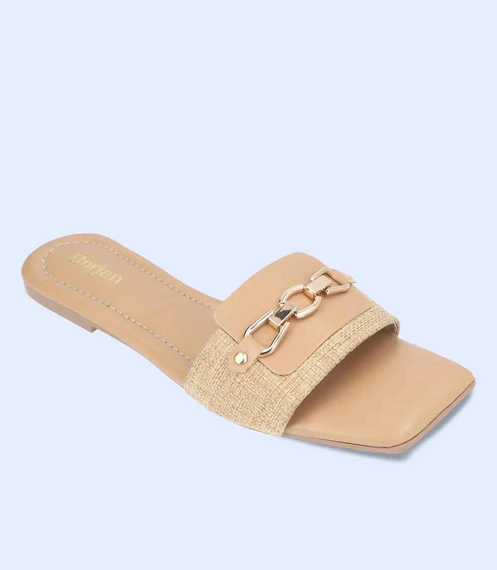 Women's slip-on casual slipper in tan color with style code BW9426.