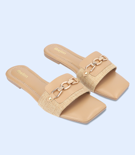 Women's slip-on casual slipper in tan color with style code BW9426.