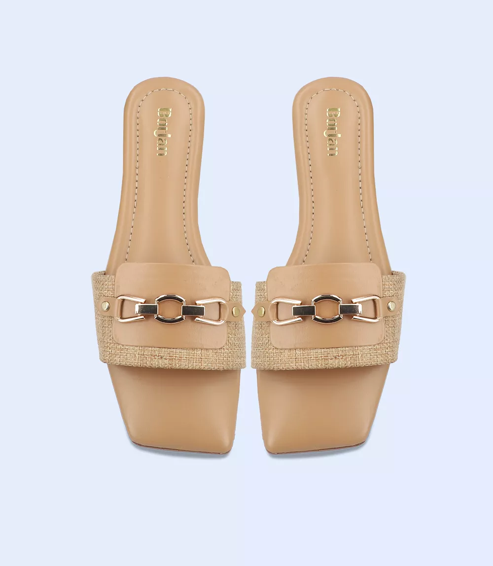 Women's slip-on casual slipper in tan color with style code BW9426.