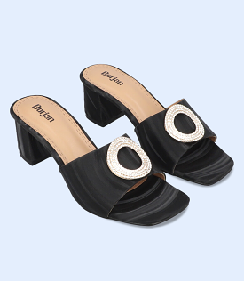 Womens Slipper Heels - BW9354 BLACK