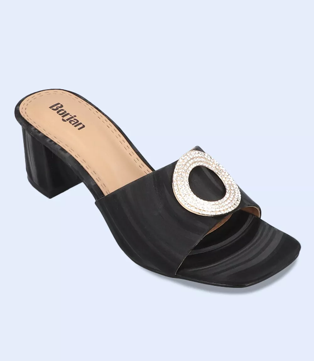 Womens Slipper Heels - BW9354 BLACK