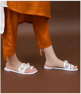 Women's White Casual Slipper - BW7107