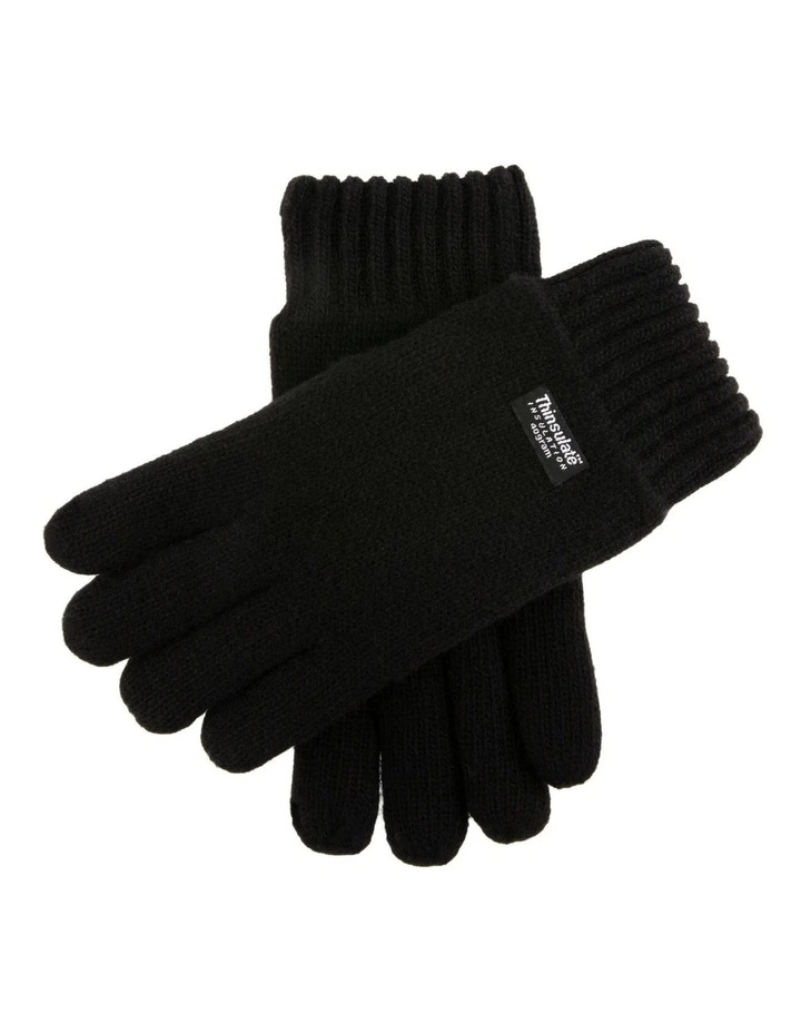 Black Insulated Wool Blend Knit Gloves