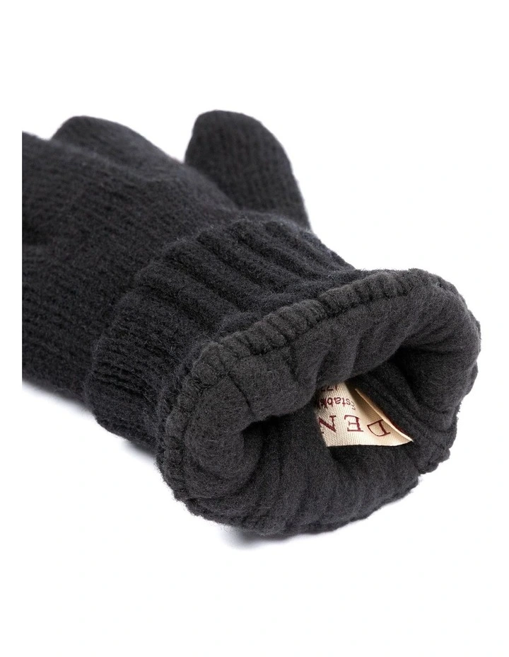 Black Insulated Wool Blend Knit Gloves