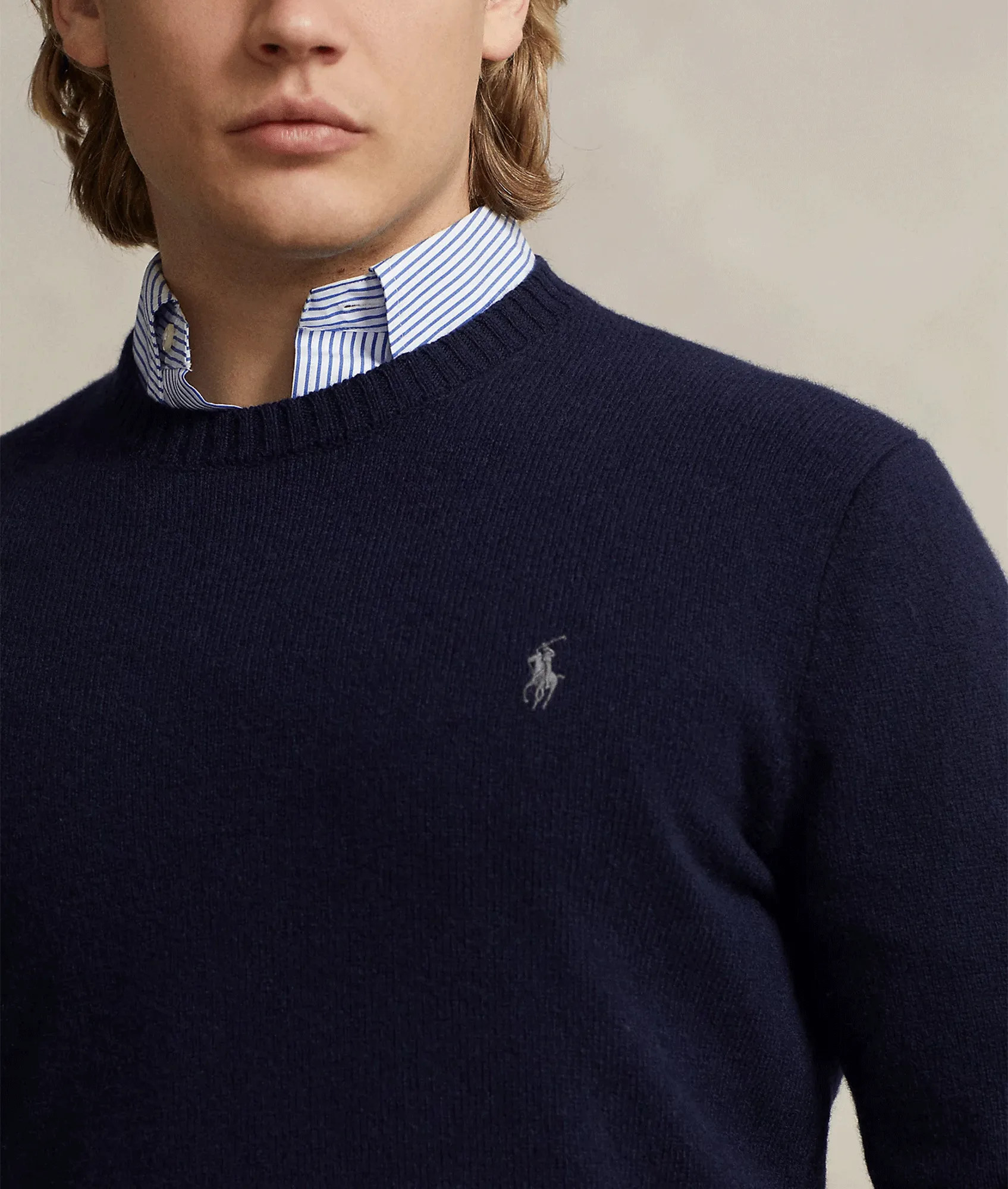 Wool Cashmere Crewneck Jumper - Navy