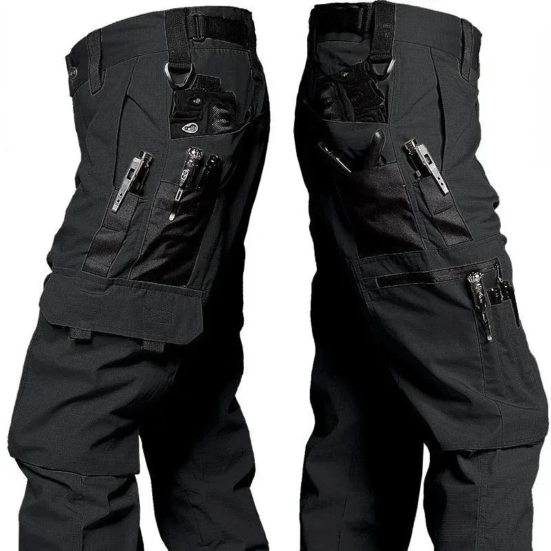 Xituodai men's cargo pants with multiple pockets for work, tactical wear-resisting trousers, suitable for autumn and winter.