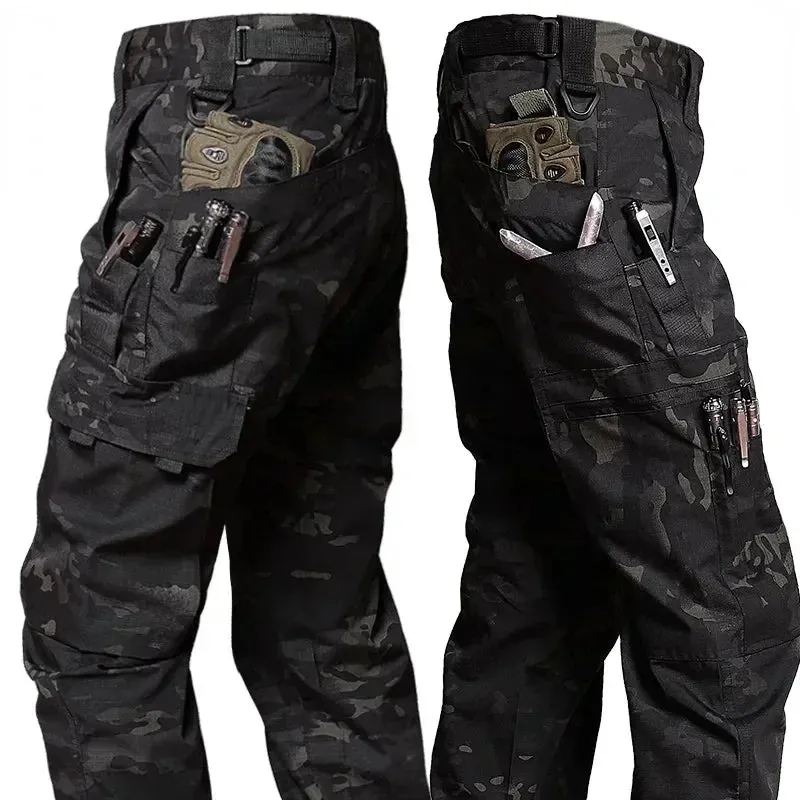 Xituodai men's cargo pants with multiple pockets for work, tactical wear-resisting trousers, suitable for autumn and winter.