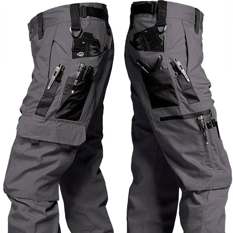 Xituodai men's cargo pants with multiple pockets for work, tactical wear-resisting trousers, suitable for autumn and winter.