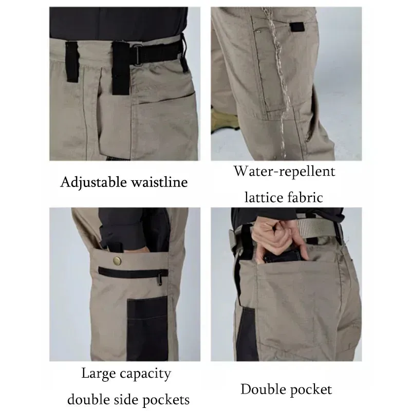 Xituodai men's cargo pants with multiple pockets for work, tactical wear-resisting trousers, suitable for autumn and winter.